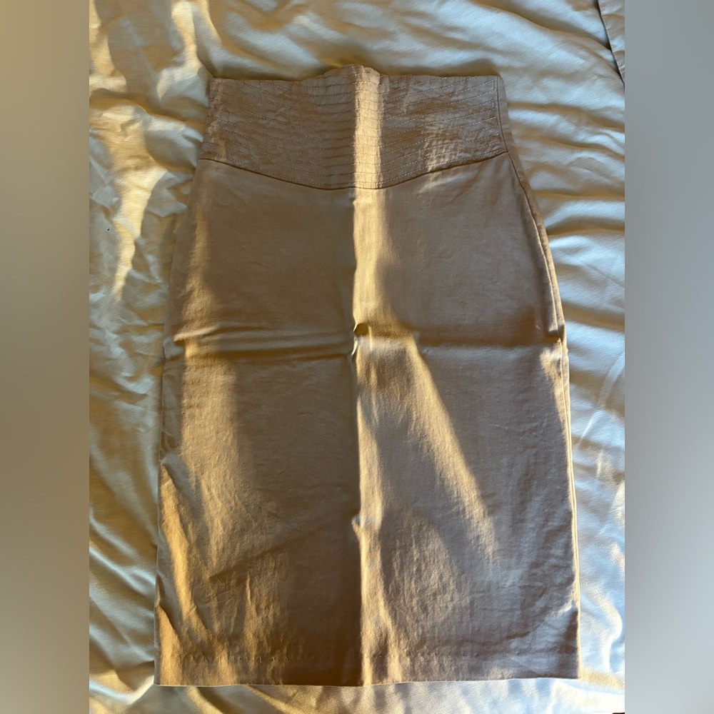 Beige Midi pencil Skirt - Mandee